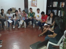 Evangelism training being conducted at our student center in Legazpi.